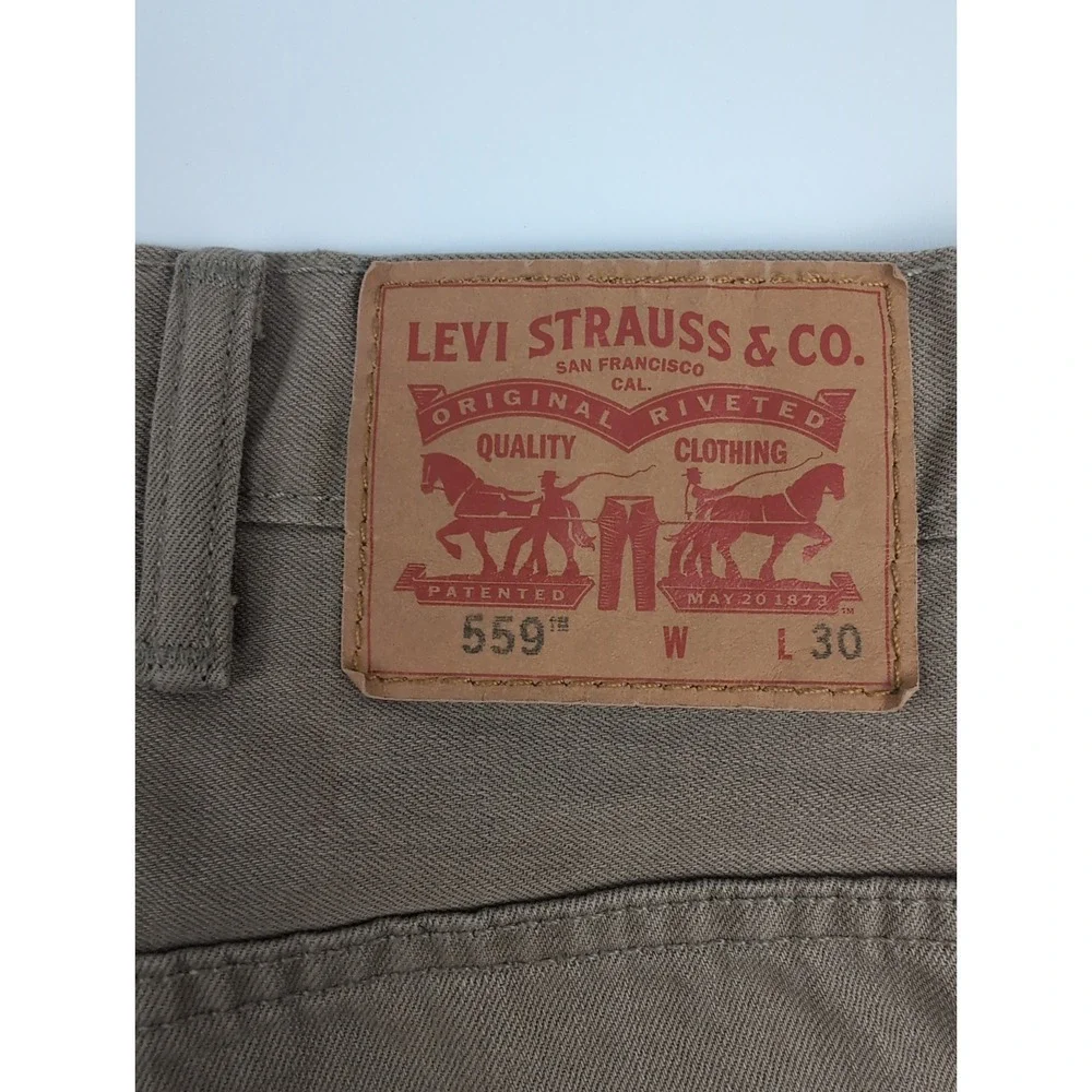 Levi's 559 Mens 44x28 Relaxed Straight Fit Twill Khaki Tan Beige Pants
